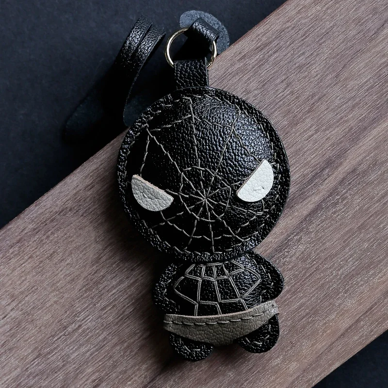 

Handmade leatherSpider-Man cub simple cute bag pendant personalized creative high-end leather car keychain Bag charm