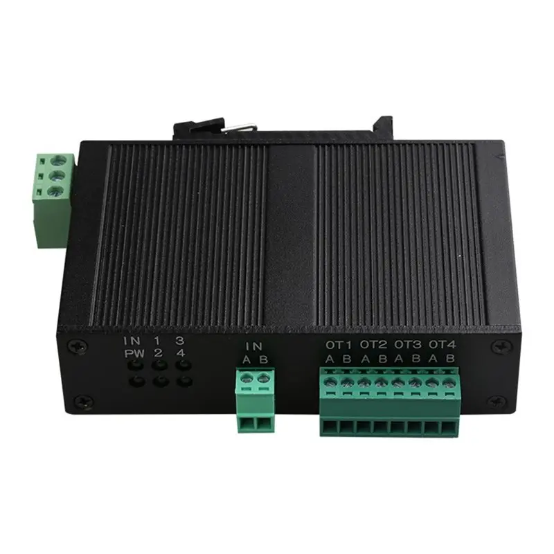 AT82-Industrial Grade 4-Channel RS485 Hub Modbus Signal Extender Optically Isolated Splitter Module Modbusrs