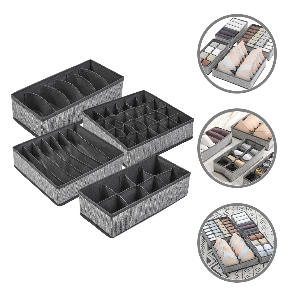 

4Pcs Foldable Underwear Organizer Storage Box Drawer Dividers Multi Size Socks Bras Closet Organizer Holder Underwear Box