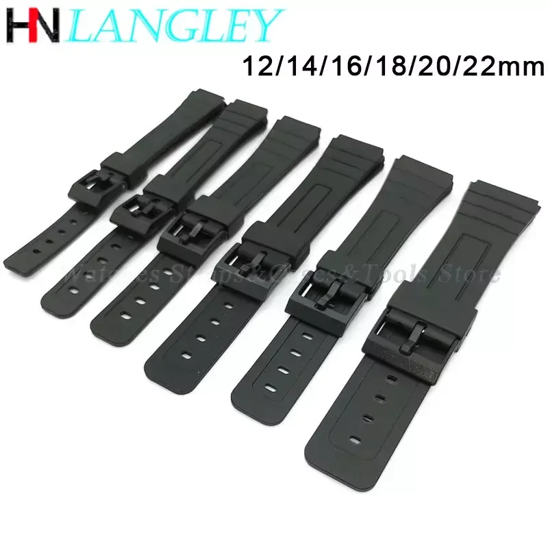 Silicone Watch Strap Sport Diving Rubber Watchband for Casio Watch Accessories 12mm 14mm 16mm 18mm 20mm 22mm Women Men Bracelet