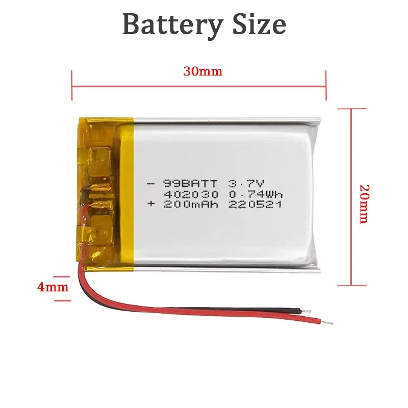 Polymer Battery 402030 150mAh 3.7VToy Bluetooth Keyboard Recording Pen Beauty Instrument Handheld Fan Speaker Battery