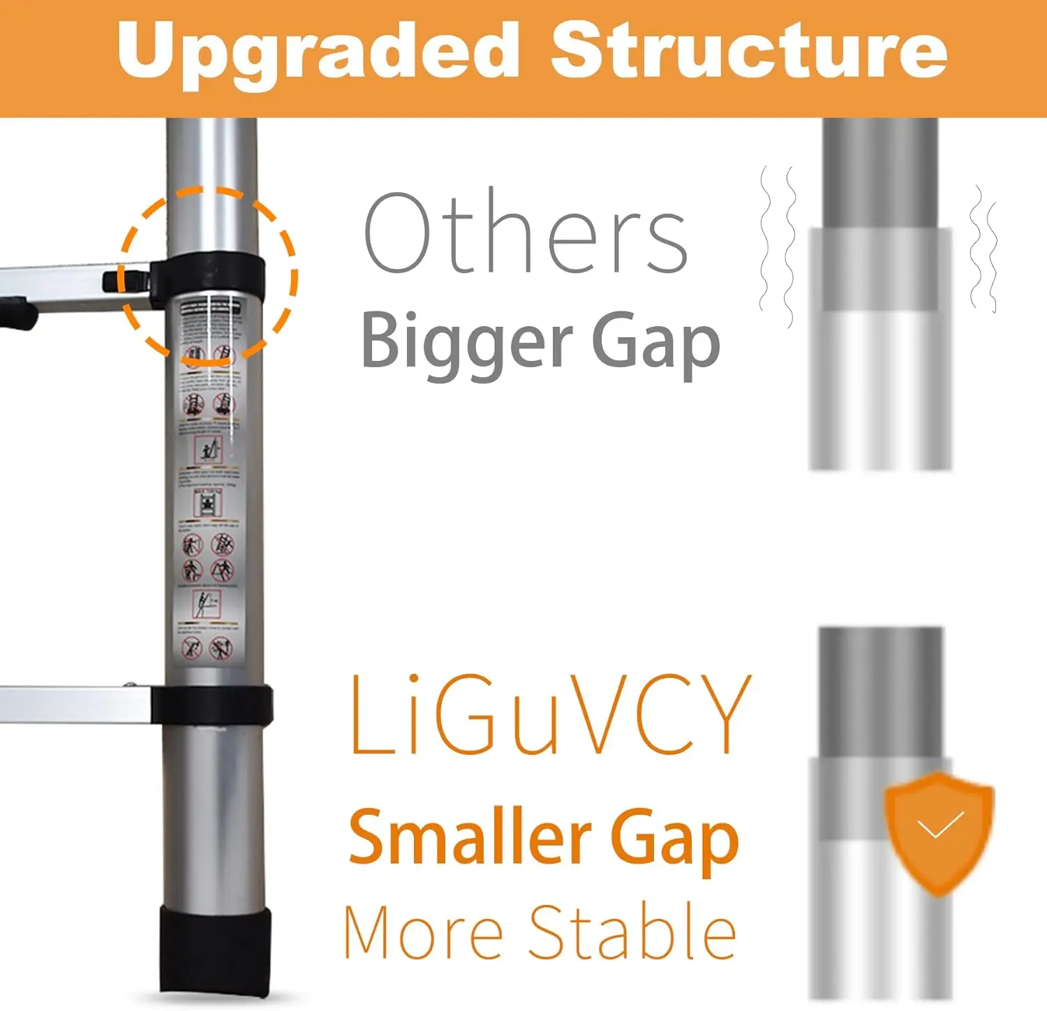 Telescoping Extension Ladder 14.5 FT, Folding Telescopic Aluminum Ladders, Lightweight Collapsible Ladder Step for RV Roof