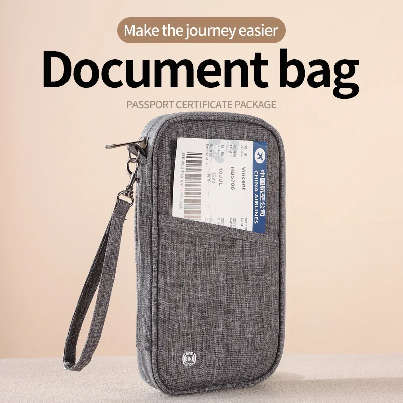 RFID Blocking Passport Holder, Family Travel Document Organizer with Card Slots, Secure Storage Bag for Travel & Outdoor Use