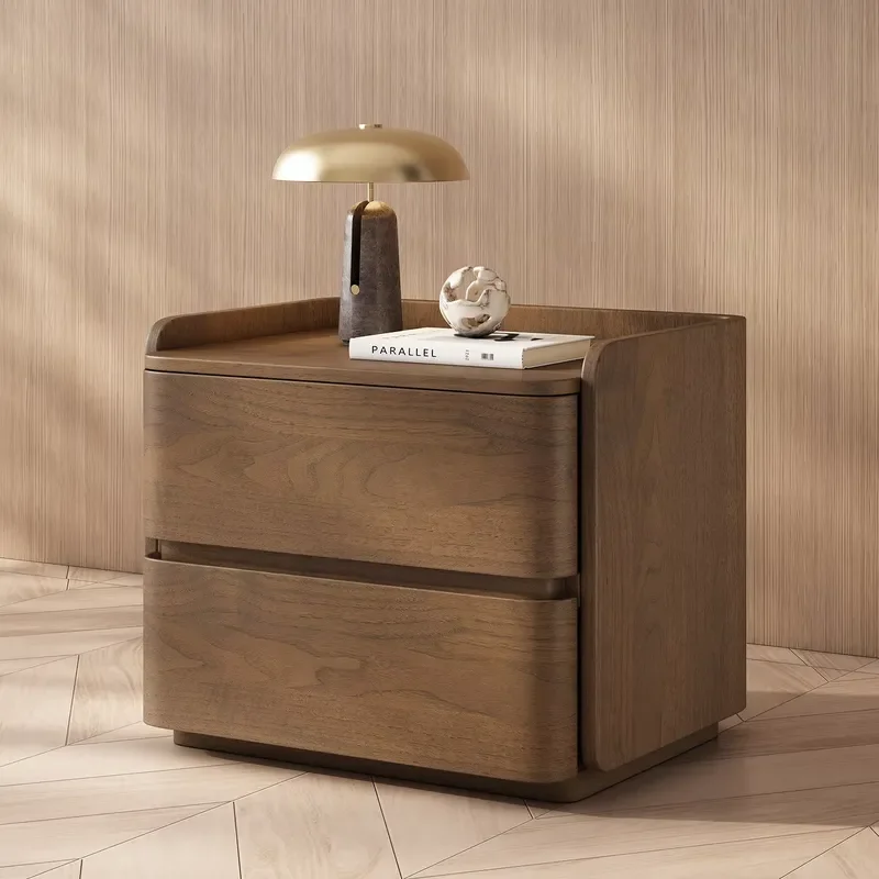 Modern Solid Wood Bedside Table Wooden House Style Nightstand with Storage Space Simple Bedroom Furniture Home Decor Accent