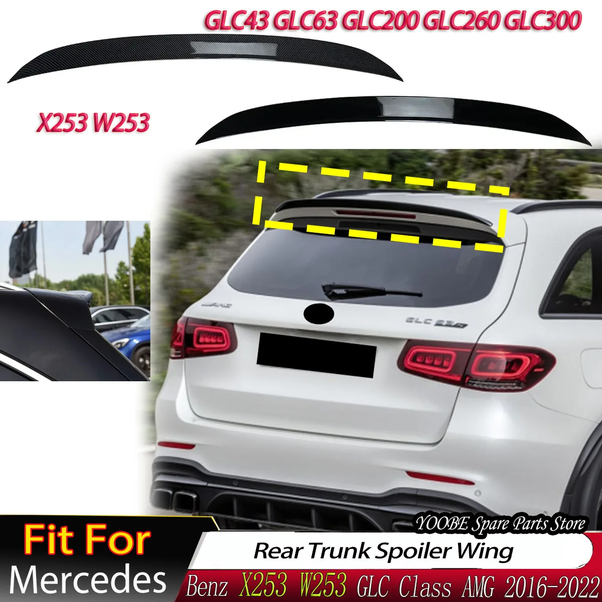 Rear Trunk Spoiler Wing for Mercedes Benz X253 W253 GLC Class GLC43 GLC63 GLC200 GLC260 GLC300 AMG 2016-2022 Tail Wing Tuning