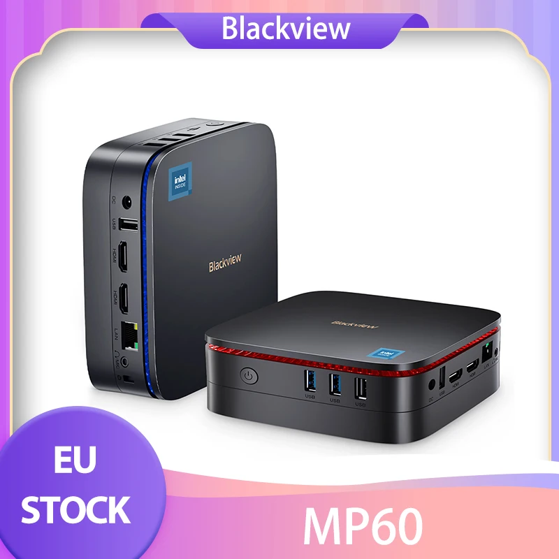 Blackview MP60 Mini PC Intel N95 4 Cores Up to 3.4GHz 16GB RAM 1TB SSD 4K 60Hz Dual Screen Display 2.4/5GHz WiFi Bluetooth 4.2