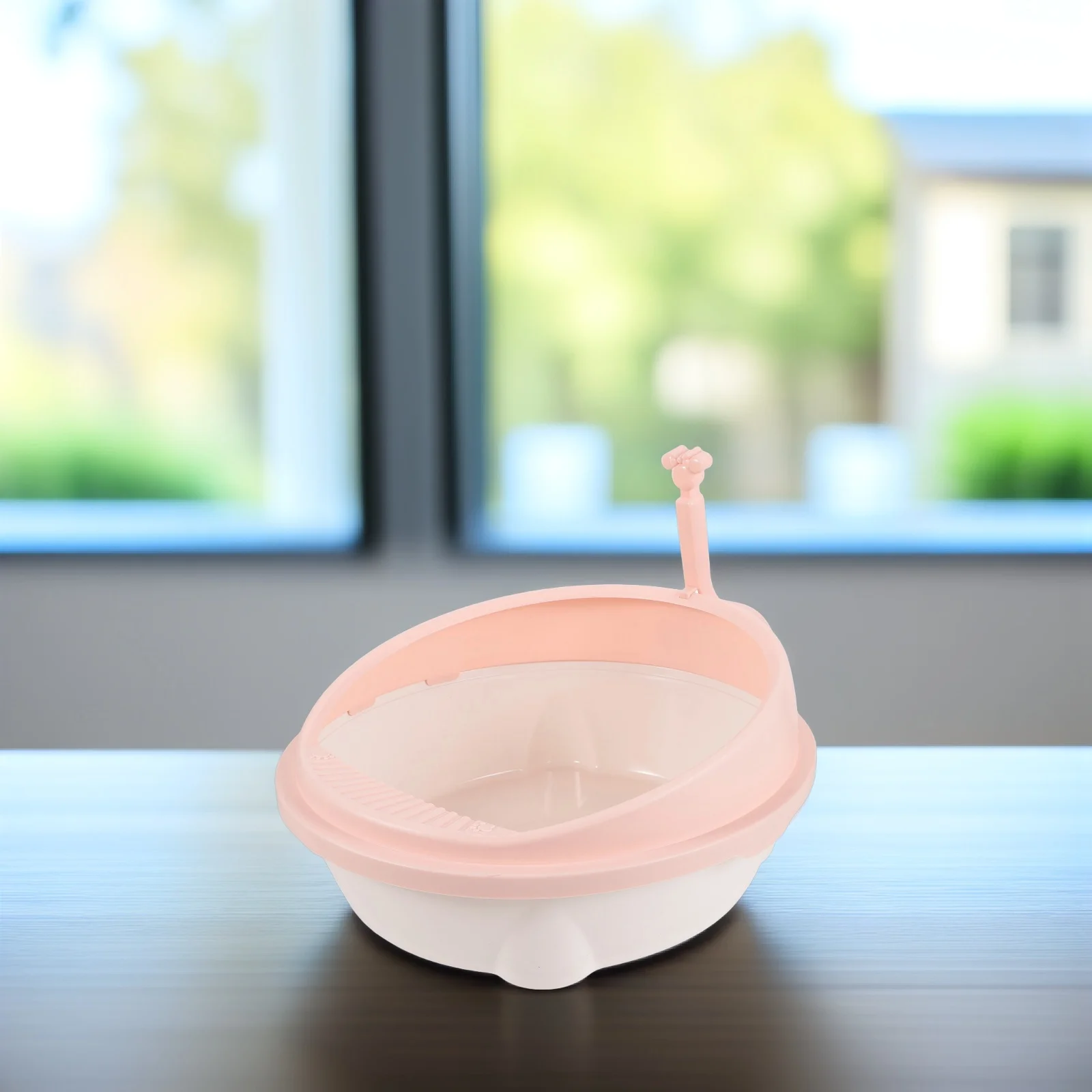 

1 set Cat Litter Box Semi Enclosed Kitten Toilet Large Capacity Anti Splash Portable Design For Home Pet Shop Bathroom Reusable