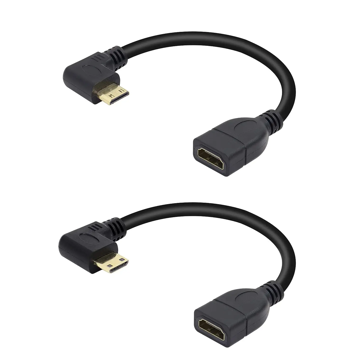 

Mini-HD C Male To HD A Female Cable 90 Degree Up/Down/Left/Right Angled HD Converter Cord for Camera Tablet Laptop Monitor HDTV