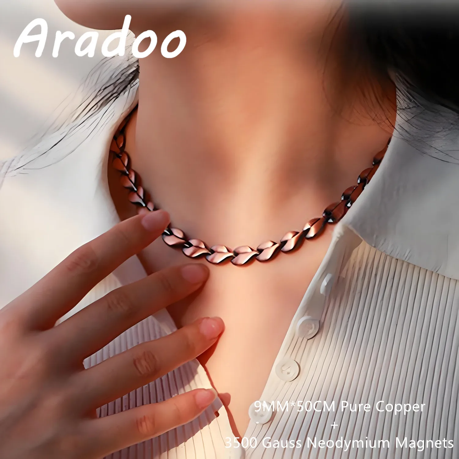 

ARADOO женское ожерелье для магнитной терапии из чистой меди — 3500 Гаусс, неодимовый лист и сердце, дизайн ювелирных изделий, подарок