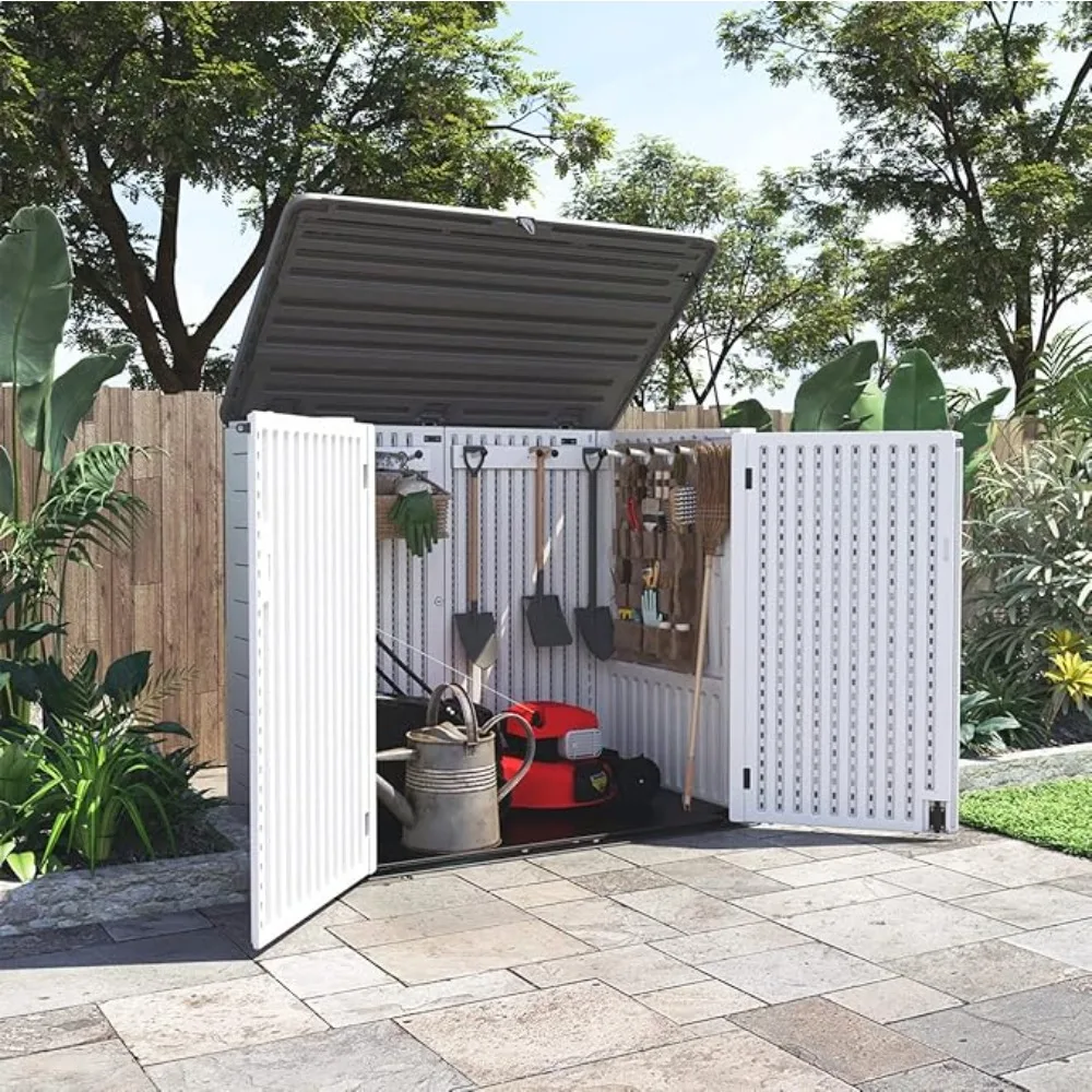 Outdoor Storage Shed, Horizontal Outdoor Storage Box Waterproof, Suitable for Garden, Patio, Backyard, 48 Cu ft Capacity