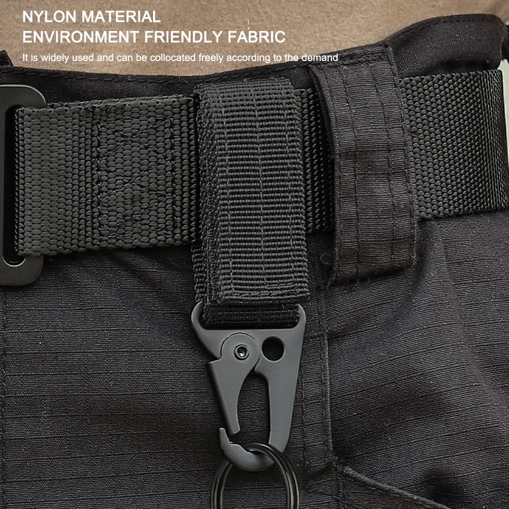 Men Belt Nylon Webbing Multi-Function Outdoor Tactical Nylon Webbing Belt Key Hang Buckle Mountaineering Portable Eagle Hook
