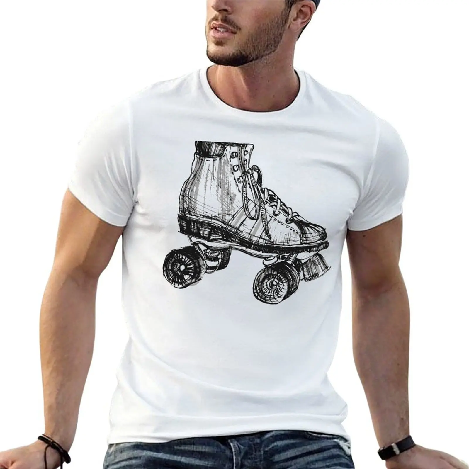 Patines de ruedas, Roller Derby, ruedas de poliuretano, pista de patinaje, cordones, patinaje, camiseta de patinaje, camiseta de hombre, camiseta de verano
