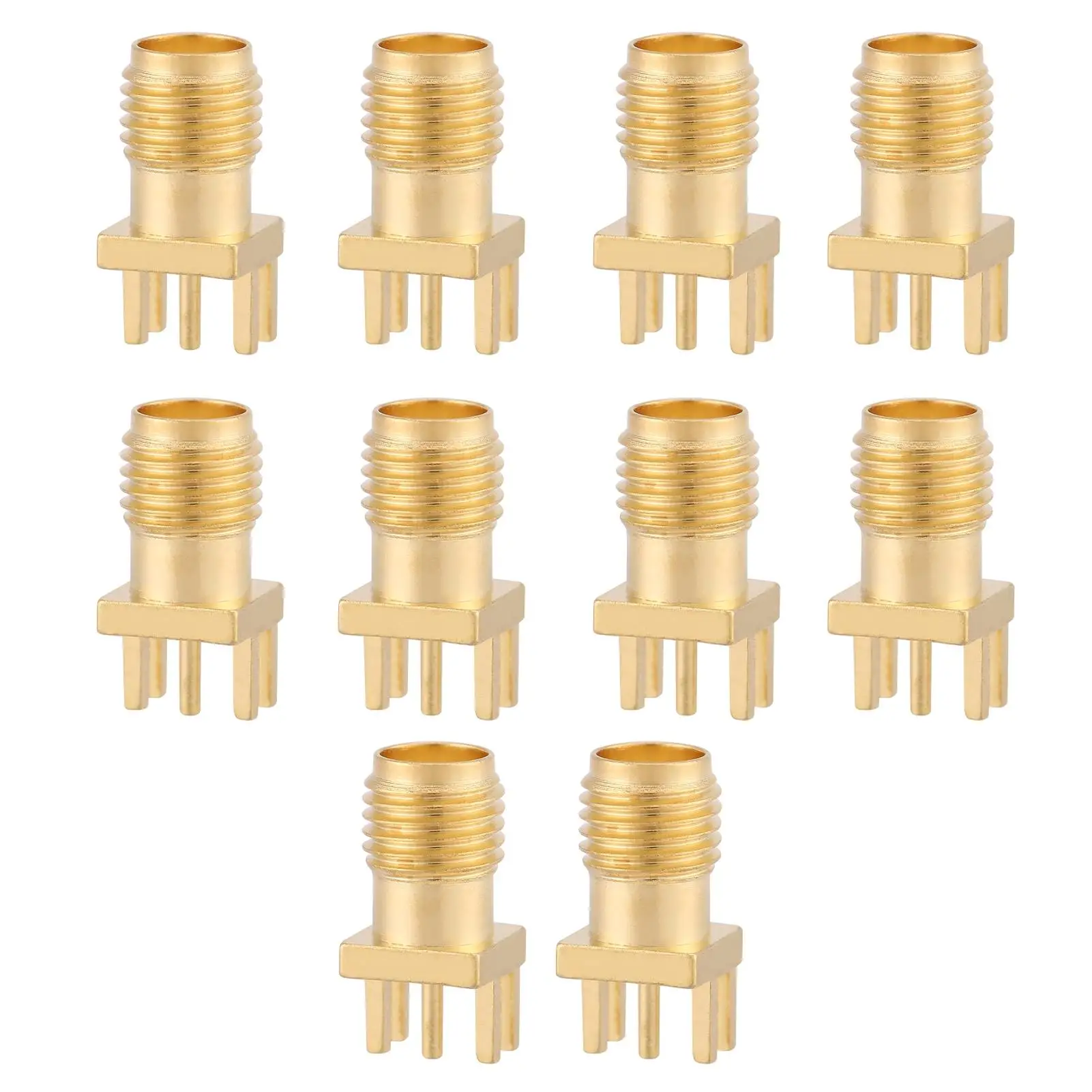 

10pcs Brass SMA Female PCB Mount RF Connectors 50 Ohm External Screw Inner Hole Angle