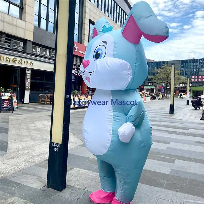 New Rabbit Inflatable Costumes Suit Purim Easter Halloween Christmas Party Mascot Fancy Role Play Animal Costume for Adult Kids