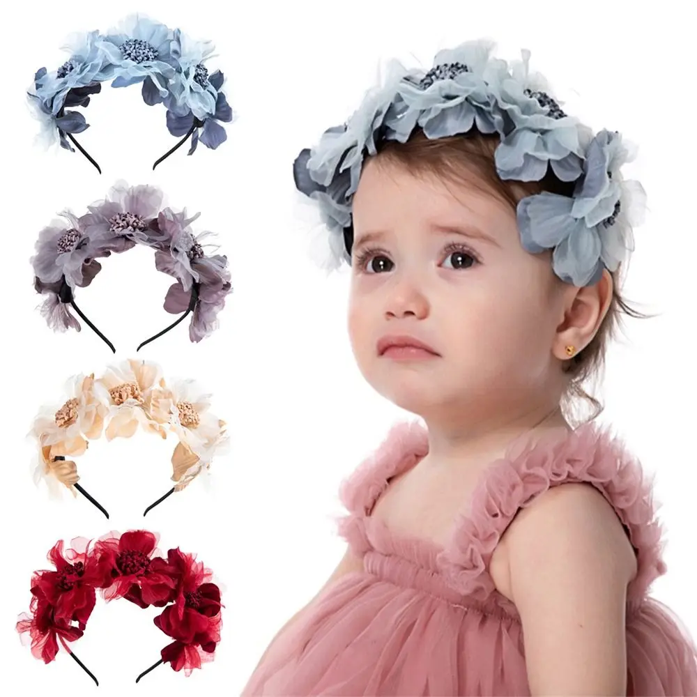 

Girls Hair Accessories Bridal Floral Wreath Headband Headwear Head Hoop Crown Hair Band