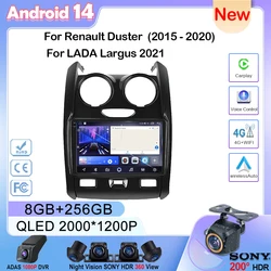 Unidade de rádio automotiva Android para Renault Duster 2015-2020, LADA Largus 2021, Leitor multimídia, Navegação GPS, Carplay, Automático