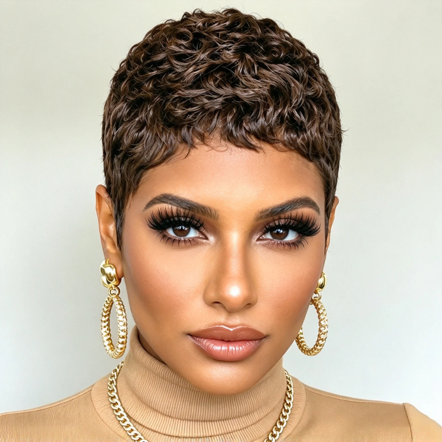 Human Hair Short Pixie Cut Wig for Women, Full Machine Made Natural Looking Stylish Short Wig for Daily Wear