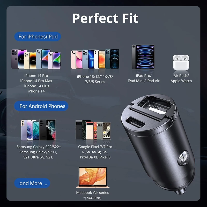 200W USB Type C Dual Ports Car Charger Lighter Quick Charge 4.0 3.0 For iPhone Xiaomi Huawei Samsung Fast Charging Phone Charger - Image 6