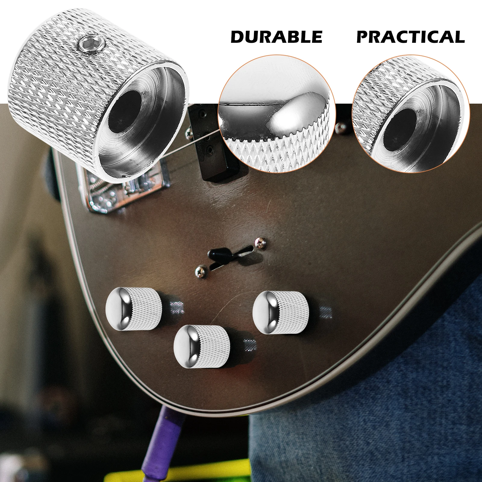 

Guitar Potentiometer Knobs Caps Replacement Metal Zinc Alloy Chrome Plated Volume Control Knob Accessory Electric Bass Guitar
