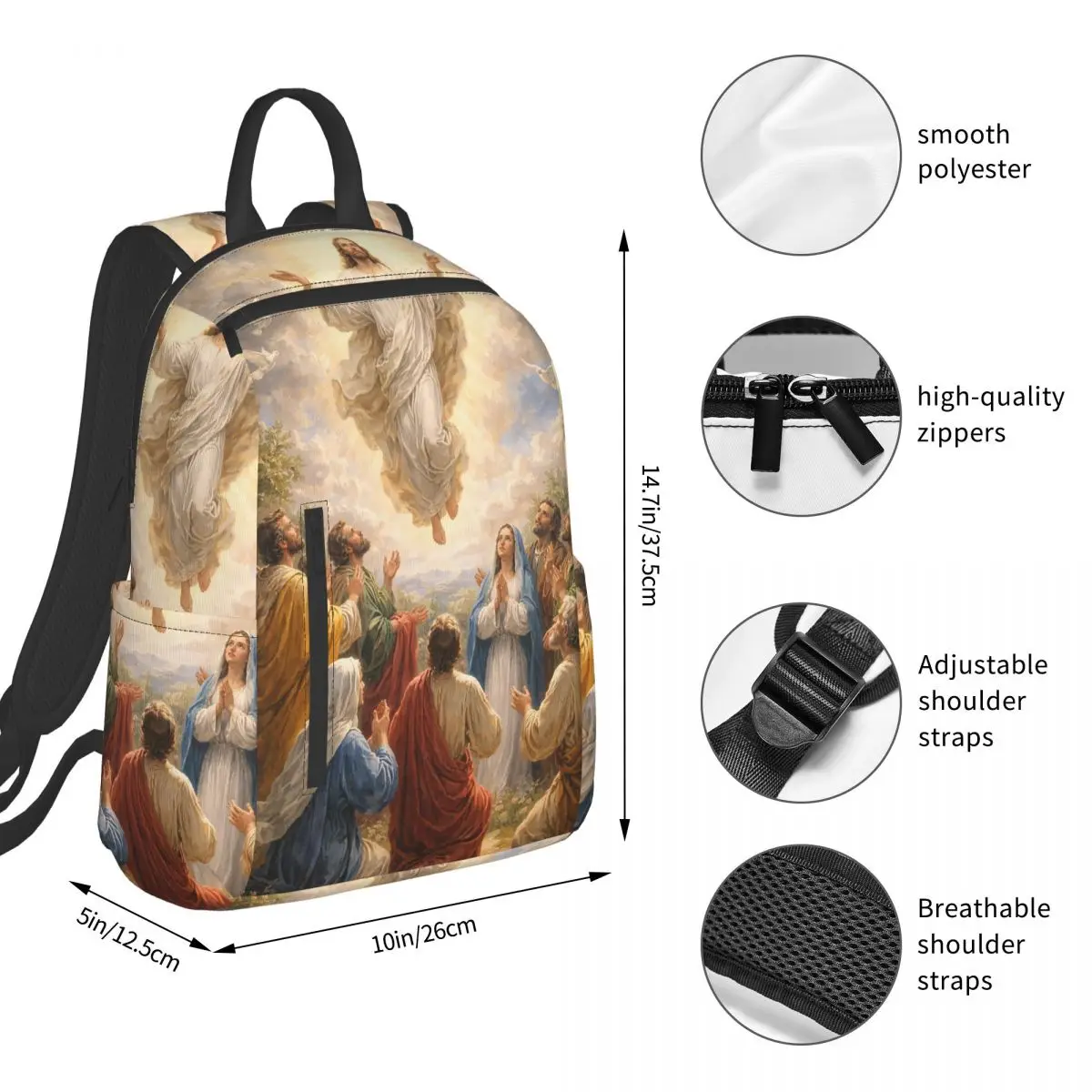 Jesus God Print Backpack Student BookBag Kids School Bag Laptop Shoulder Bags Boys Girls