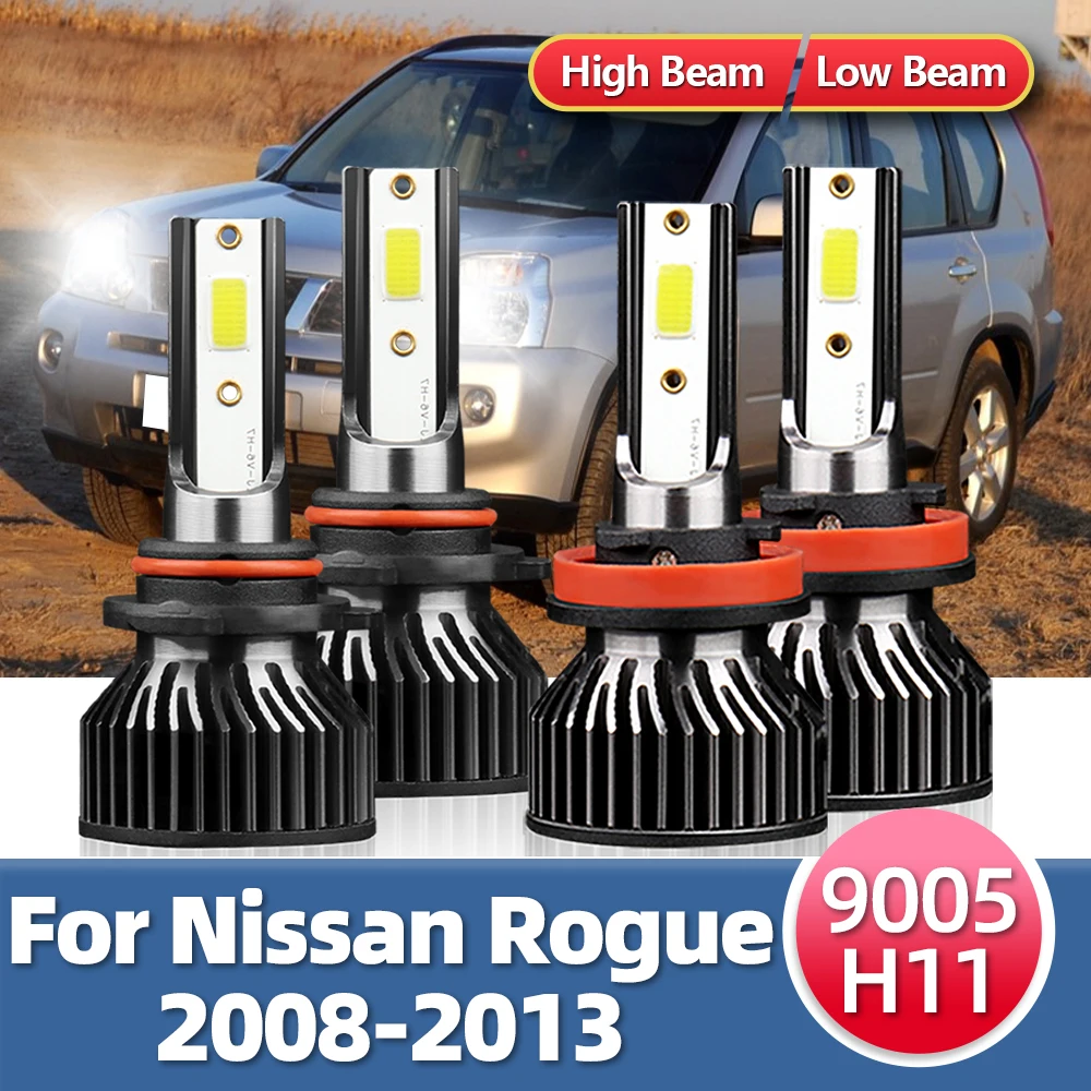 

2/4x светодиодные фары для Nissan Rogue 2008 2009 2010 2011 2012 2013, автомобильная лампа 18000LM, дальний ближний свет, турбо-светильники 6000K, 12 В