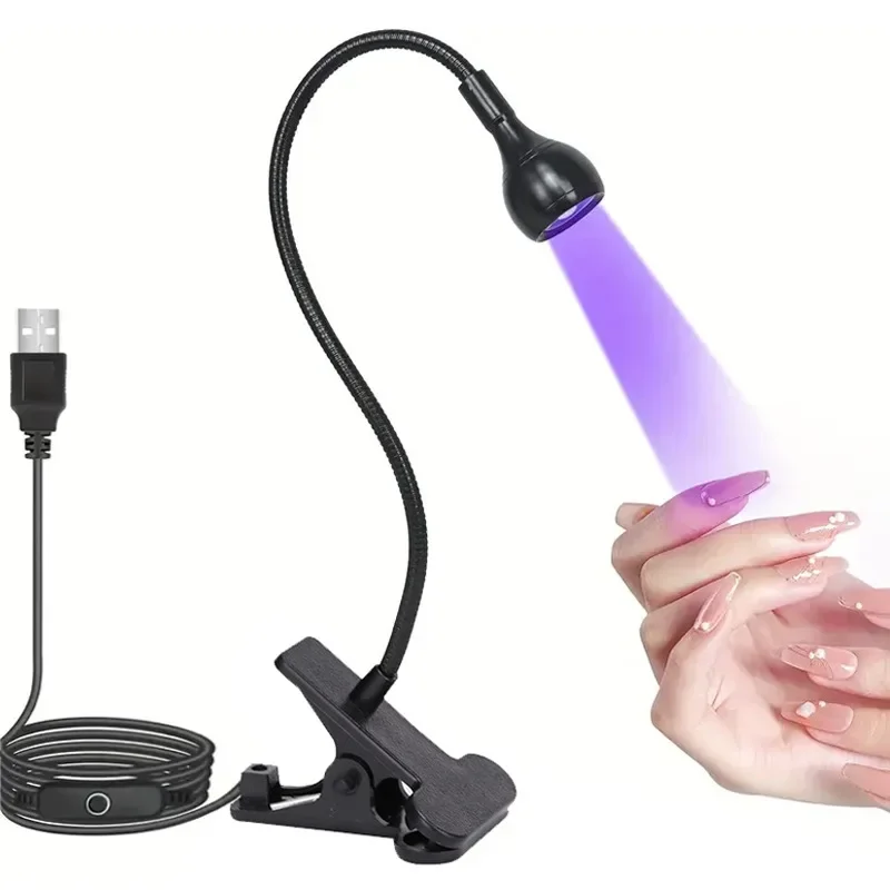 Lampe à polymériser la colle UV avec clip et interrupteur, lumière violette, lampe USB multifonctionnelle, manucure de haute qualité, une lampe polyvalente