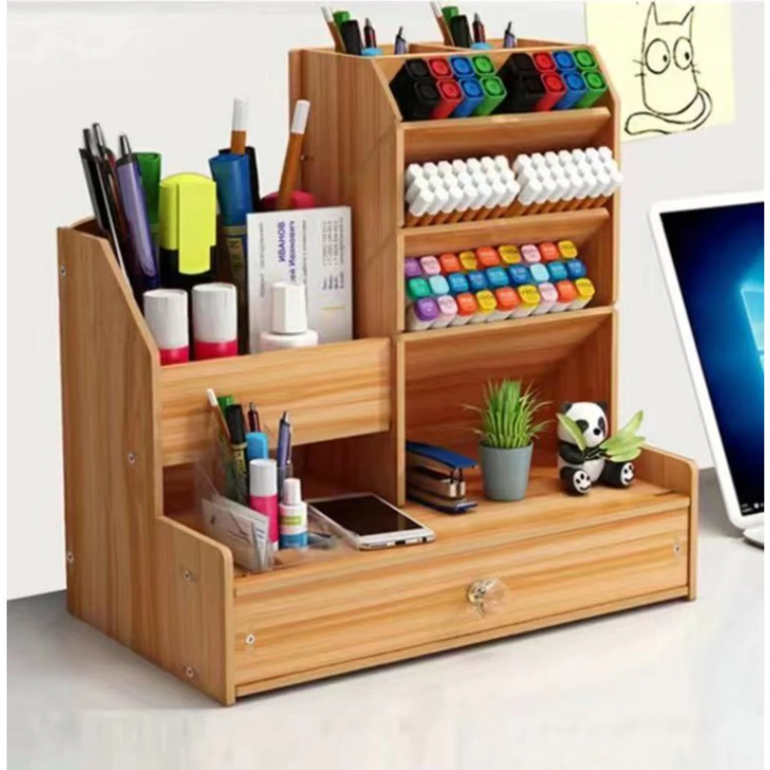 

Wooden Skew Pen Holder Stationery Box Organizing Box On The Desk Student Dormitory Decoration Pen Holder Tray organizer Joyero