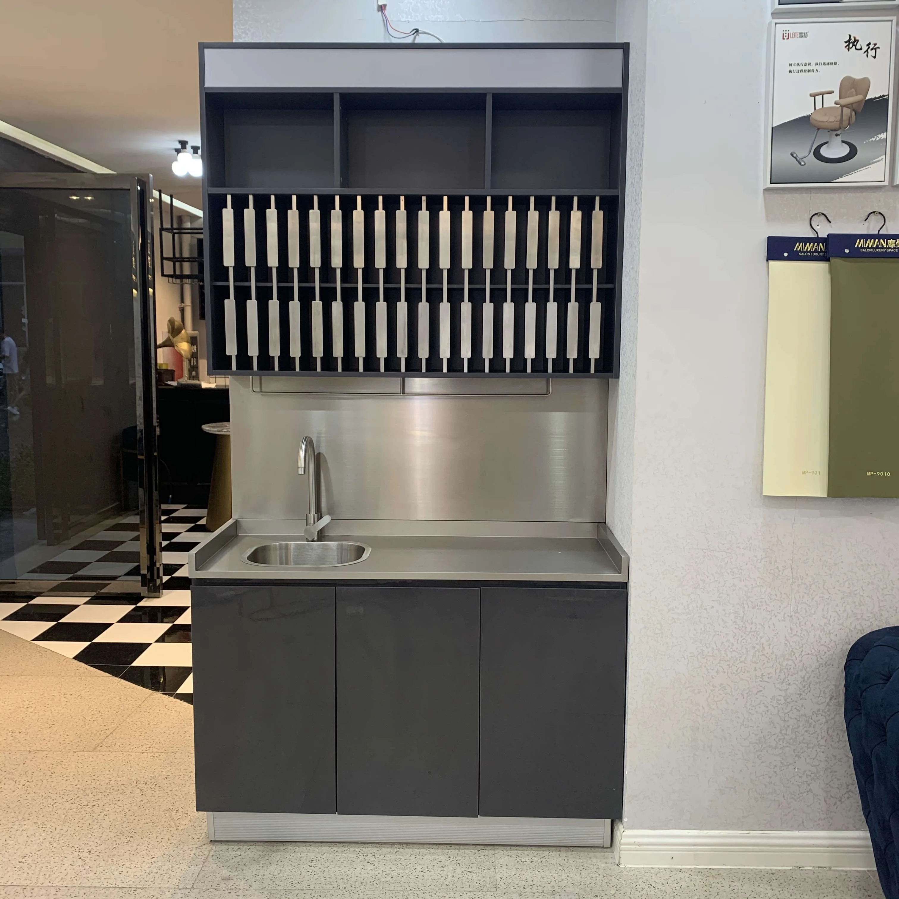 

Storage rack, hairdressing shop, stainless steel locker, dye stand, barber shop special dyeing paste hanging display stand