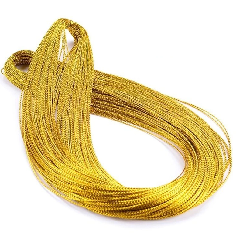 Gold And Silver Colored Hanging Ribbon Gold Wire Thread Diy Jewelry String Rope For Gift Packaging, Binding Thread (Non-Elastic)