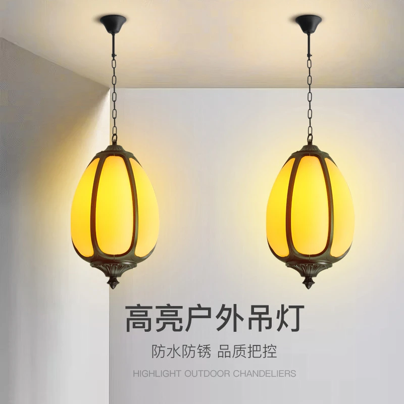 Outdoor chandelier waterproof new Chinese courtyard sun room outdoor villa garden gazebo corridor aisle balcony light