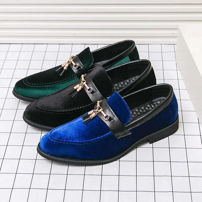 

Party Shoes Luxury Suede Tassel Men's Business Shoes Summer Loafers Male Leather Moccasin Evening Shoes Slip-On Pea Shoes Social