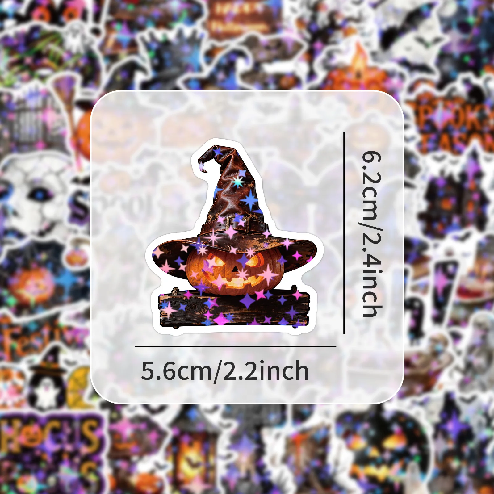 50 Pcs Halloween Stickers Spooky Pumpkin Holiday Creative Waterproof Vinyl Decals for Laptop Journal Gift