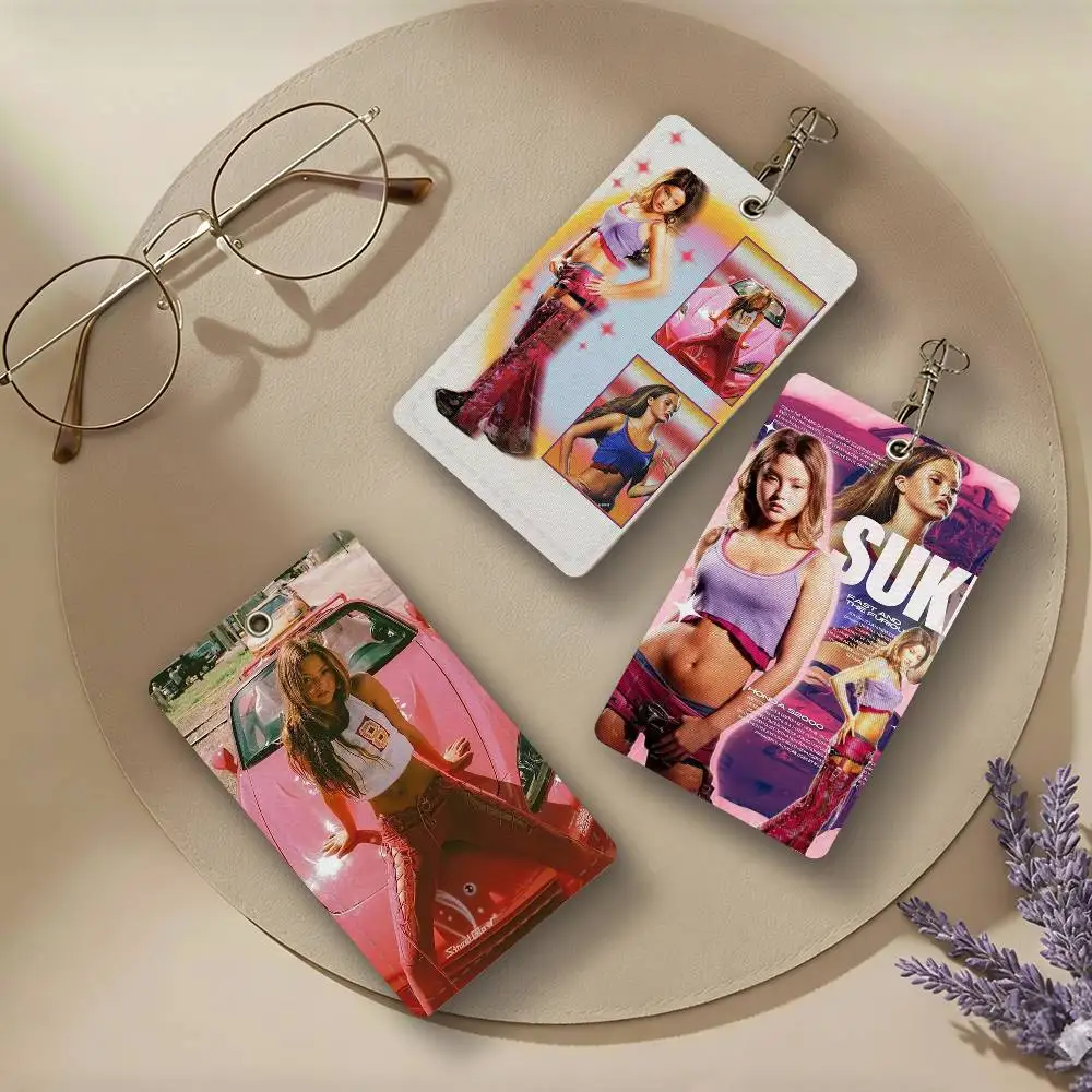 Model D-Devon A-Aoki Actor PU Leather Card Holders Anti-lost Student ID Protective Cover Cases Campus Access Cards Key Chain