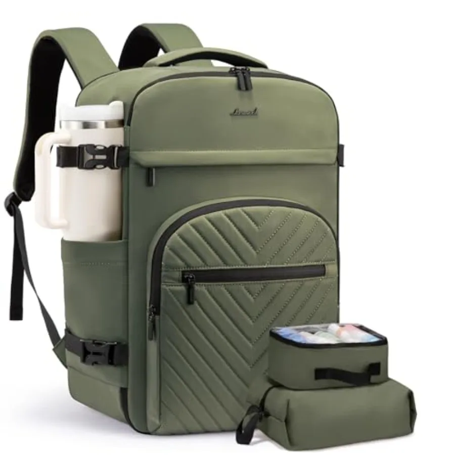 

50L Travel Backpack for Weekender Hiking Business: Waterproof Nylon, Black, TSA-Approved Personal Item Fits 17.3inch Laptop Inc