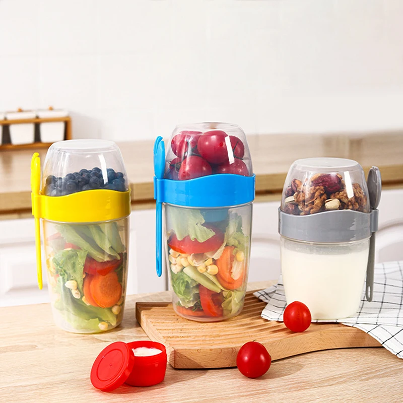 

1 Pcs 870/1070ml Portable Salad Cup Home Use Large Capacity High Quality Takeaway Food Storage With Lid And Spoon Salad Cups