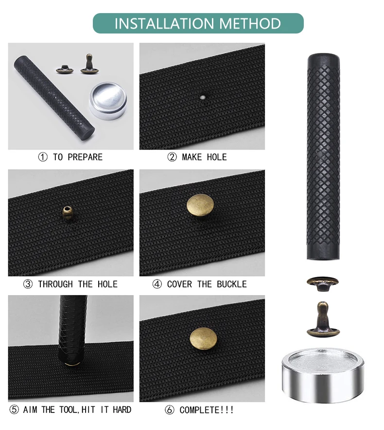 Neue 100sets 5/6/7/8/9mm Messing Metall Doppel Kappe Nieten Studs Runde niet Für Leder Handwerk Tasche Kleidungsstück Handgemachte DIY Zubehör – Detail 4