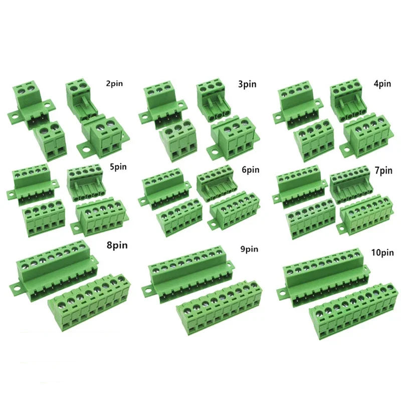 1Sets solderless docking type 2EDGRKC 5.08MM screw terminal block connector PCB plug-in type 2edg type green terminal block