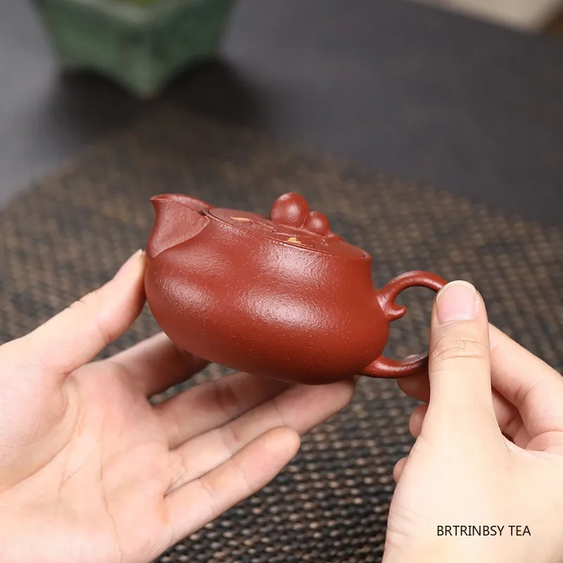140ml Chinese Yixing Purple Clay Teapot Handmade Gourd Tea Pot Tradition Household Kettle Raw Ore Zisha Teaware Accessories