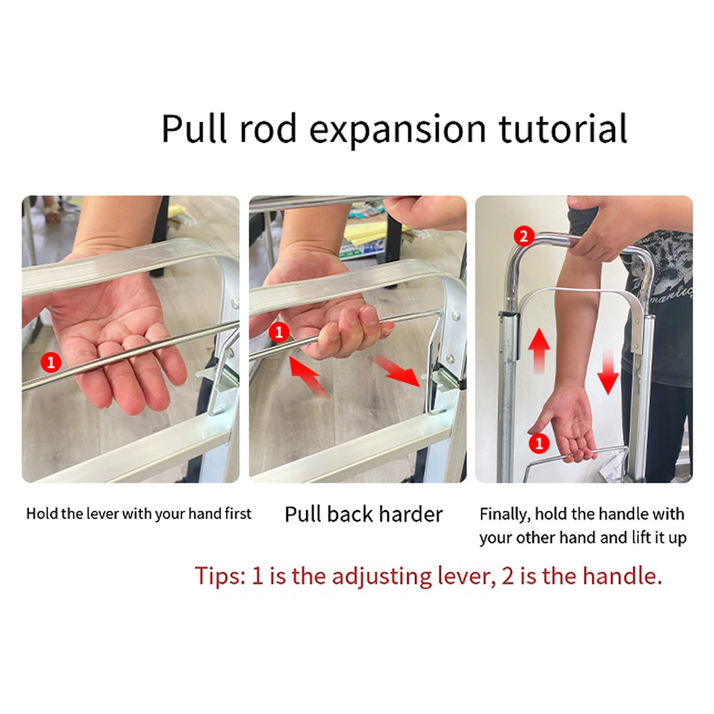عربة دوللي محمولة قابلة للطي، مقبض طويل تصغير، عربة بارو شديدة التحمل، غير قابلة للانزلاق للتنقل والسفر