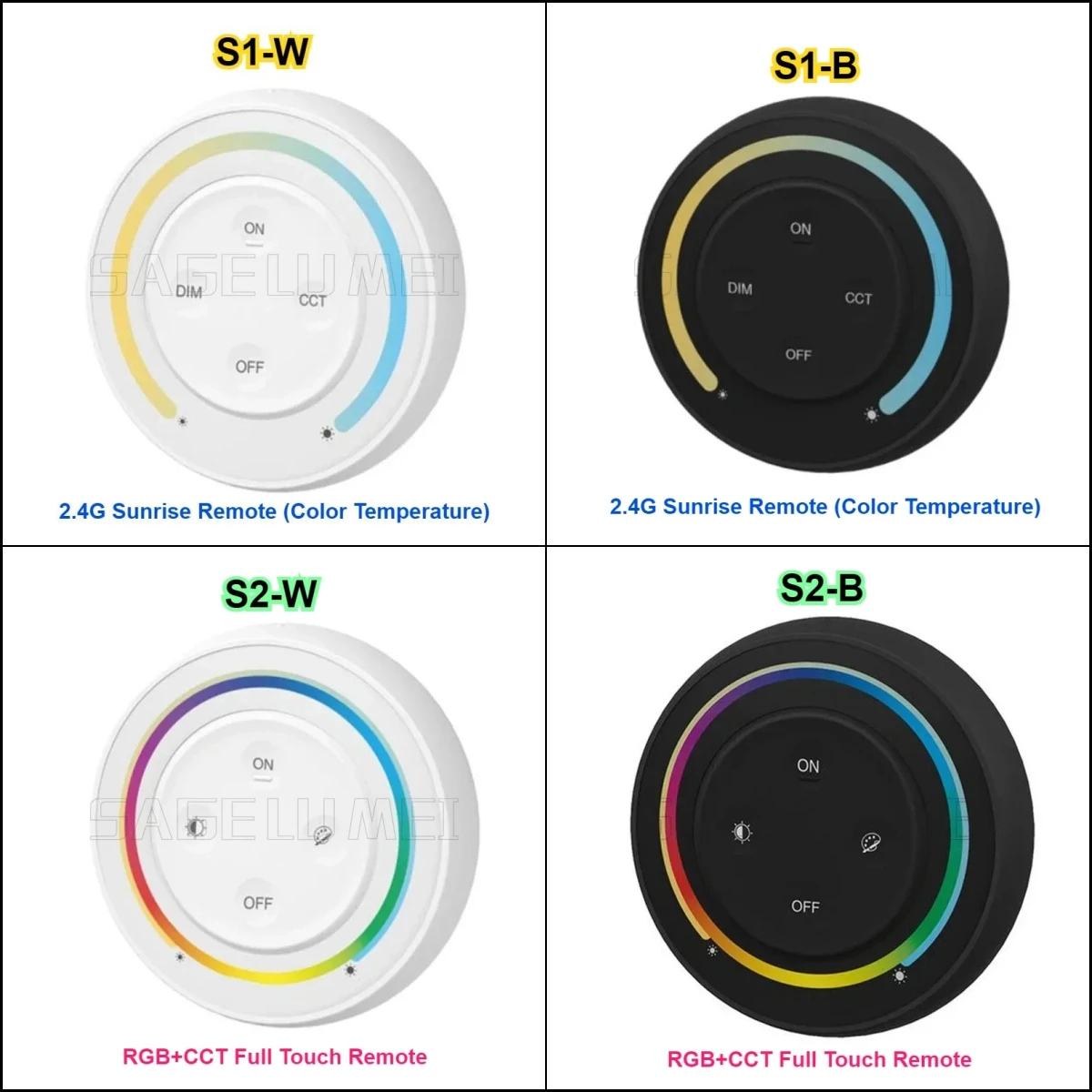 Miboxer 2.4G LED Controller Sunrise Remote Rainbow Remote S1-B S1-W S1-G S2-B S2-W S2-G For Color Temperature RGB+CCT LED Strip