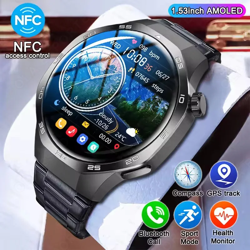 Watch 5 Pro GPS NFC Smart Watch Men 360*360 AMOLED Screen Heart rate Monitor Bluetooth Calls IP68 Waterproof Man Smartwatch Hw12