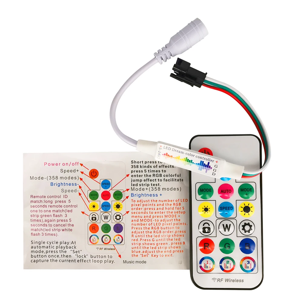 WS2812 Led Strip MINI 17Keys Music Controller RF Remote Control 370 Modes For WS2812B 5050 RGB Addressable Light DC5-24V DC/USB