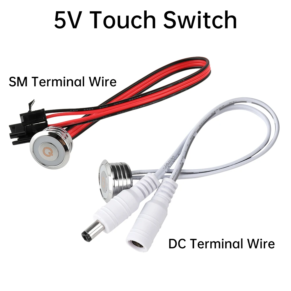 DC Touch Sensor Button Controller Switch DC3.7-24V Dimmer Touch Dimmer Controller 5.5*2.1mm Plug LED Light Strip Embedded Switch