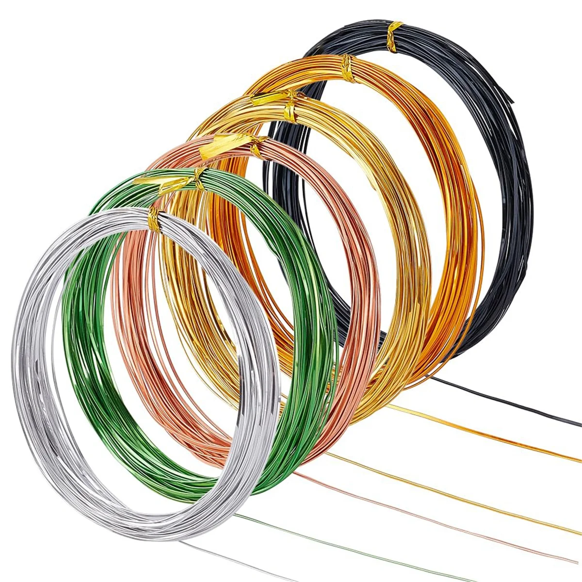 196Ft 6 Colors Flat Aluminum Wire, 0.5x1mm Colored Wire for DIY Craft Jewelry Making Wiry Enamel Craft, 32.81 Feet/Roll