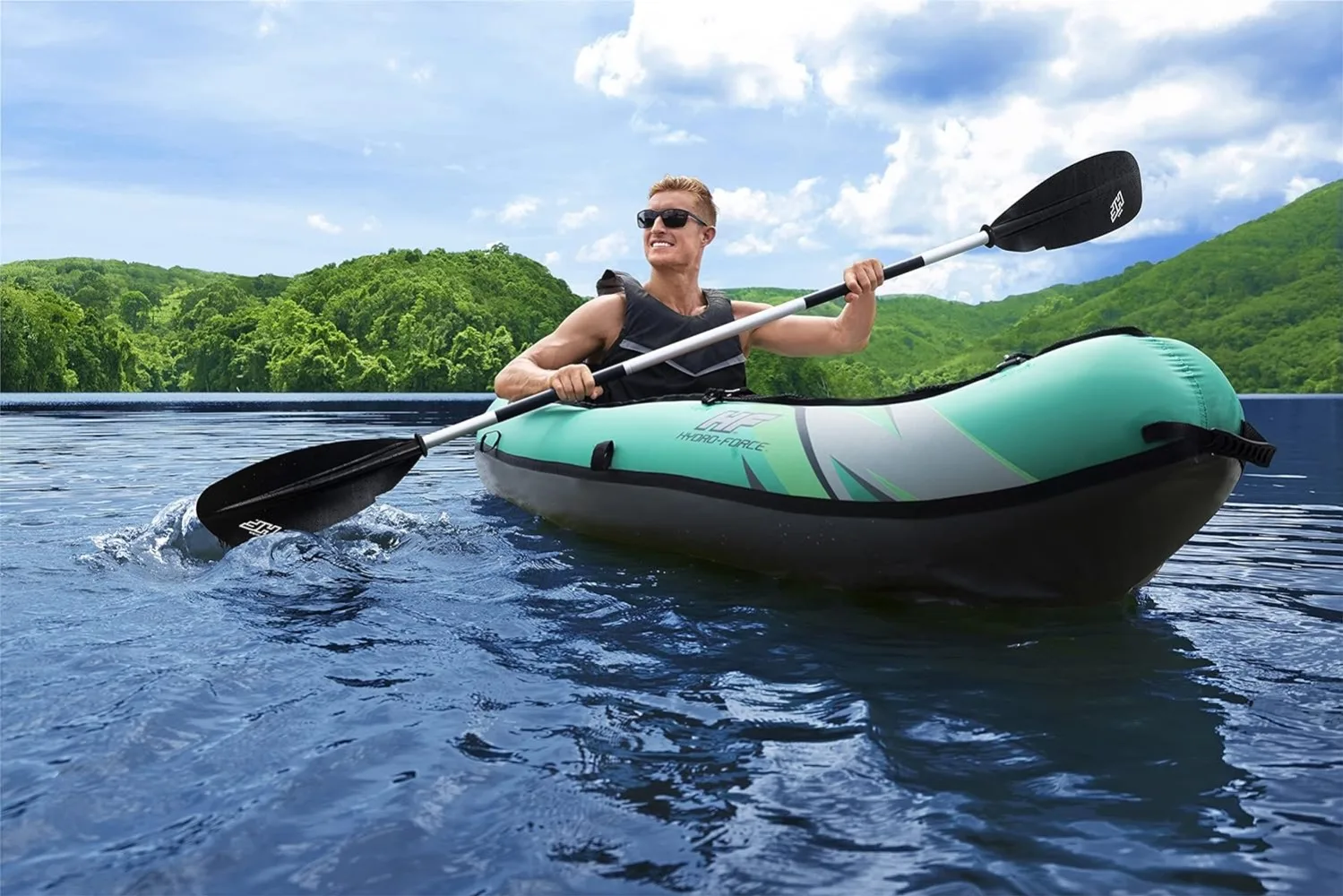 Ensemble de kayak gonflable Hydro Force, siège, pagaie, pompe à main, sac de rangement, idéal pour les adultes, les enfants et les familles