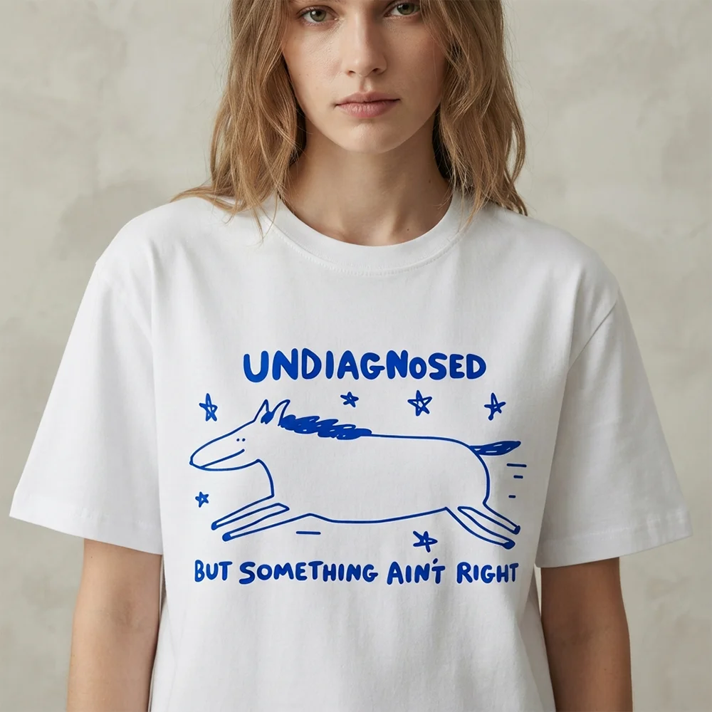 Women Summer Casual Short Sleeve T Shirt Undiagnosed But Something Aint Right Graphic Print Funny Oversized Loose Tee Top
