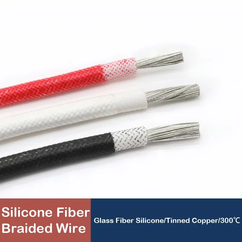 

2/5/10m High Temperature Resistant Silicone Wire Copper Cable Fiberglass Braided Insulated 300°C Warm Floor Heat Element Line