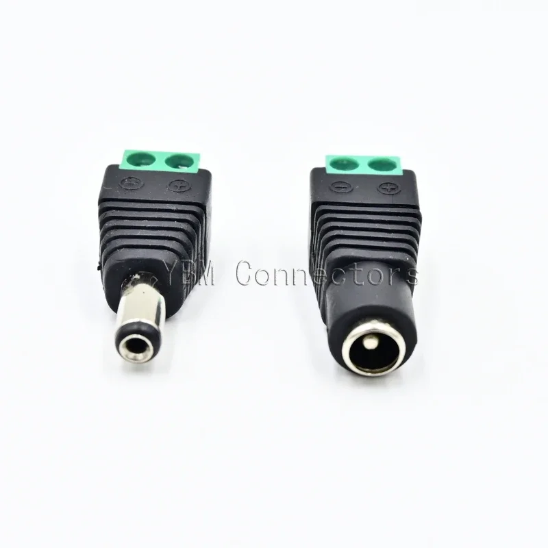 DC Power Connector Plug Jack, macho e fêmea soquete barril, adaptador para câmera CCTV, LED Strip Supply, 2.1mm x 5.5mm, 12V, 5 pares, 10 pares, 20 pares