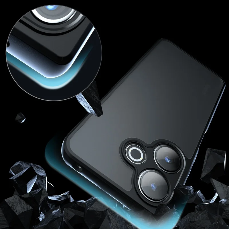 레드미 13 케이스 커버 샤오미 레드미 13 케이스 폰 범퍼 무광 블랙 프레임 아머 충격 방지 투명 클리어 펀다스 레드미 13