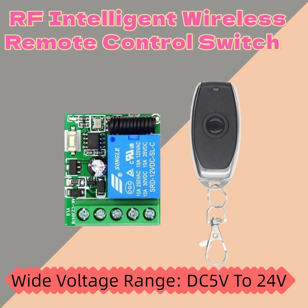 

Wireless Remote Control Switch DC5V 12V 24V Wide Voltage for Access Control Electric Lock Door And Lamp Control
